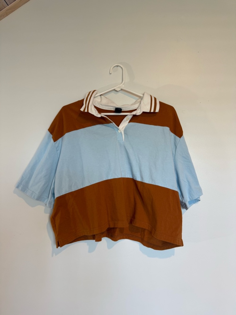 wild fable Colorblock Polo in Rust, Light Blue & White